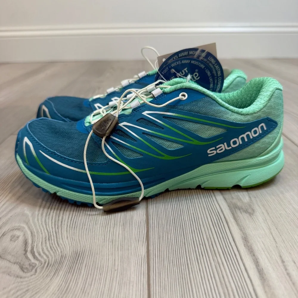 Salomon Sense Mantra 3 W Fog Blue Green Trail Running Shoes 381582 Womens 6 NEW